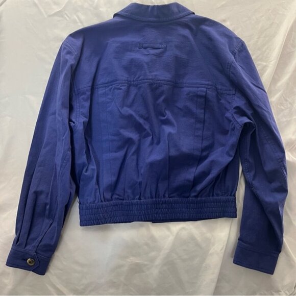 Vintage 80s Lizsport Blue Cotton Bomber Jacket Made in Yugoslavia M - Picture 2 of 9